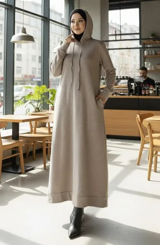 Sportkleid Mit Kapuze Aus Doppelgarn 0190A-02 Milchkaffee 0190A-02