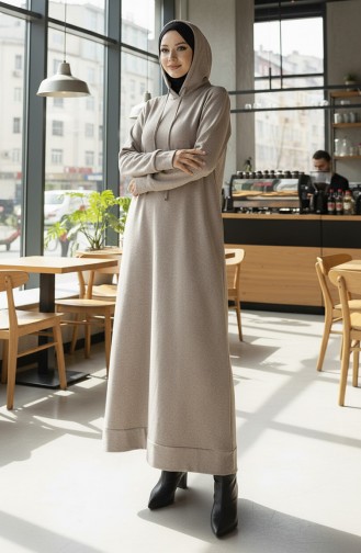 Robe De Sport à Capuche Double Fil 0190A-02 Café Au Lait 0190A-02