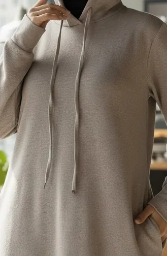 Sportkleid Mit Kapuze Aus Doppelgarn 0190A-02 Milchkaffee 0190A-02