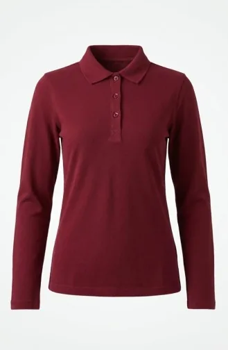 Polo Yaka Uzun Kollu Tshirt 5022-01 Bordo
