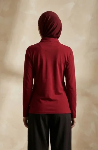 Polo Yaka Uzun Kollu Tshirt 5022-01 Bordo