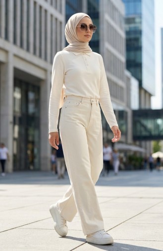 تيشيرت بأكمام طويلة وياقة بولو 5022-03 لون بيج 5022-03