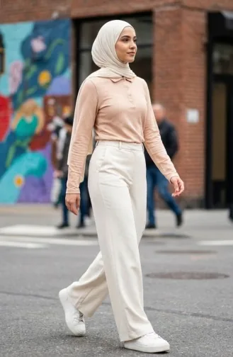 Polo Yaka Uzun Kollu Tshirt 5022-04 Pudra