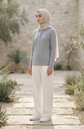 تيشيرت بياقة بولو وأكمام طويلة 5022-05 رمادي 5022-05