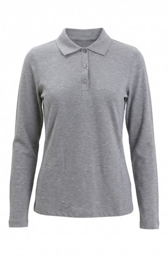 تيشيرت بياقة بولو وأكمام طويلة 5022-05 رمادي 5022-05