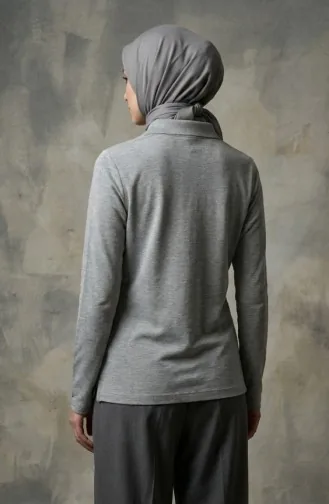 Polo Yaka Uzun Kollu Tshirt 5022-05 Gri