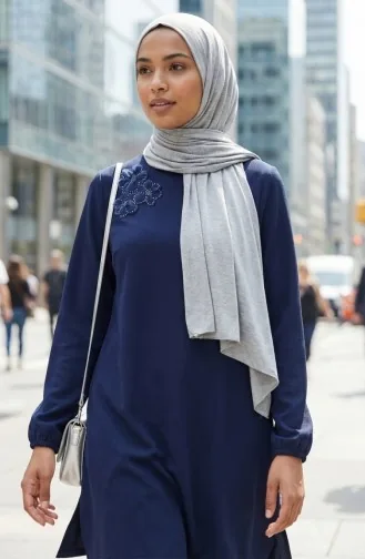 Tuniek En Broek Met Steenversiering Tweedelig Set 0230-03 Marineblauw 0230-03