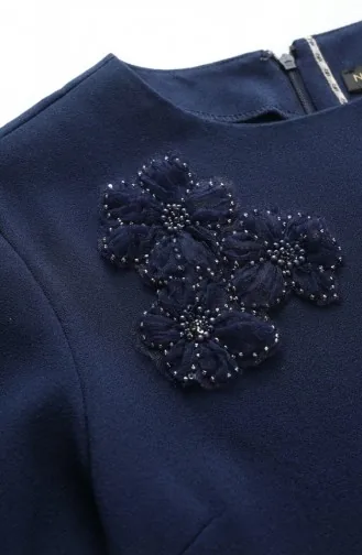 Tuniek En Broek Met Steenversiering Tweedelig Set 0230-03 Marineblauw 0230-03
