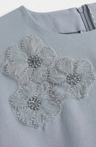 Ensemble Deux Pièces Tunique Et Pantalon Orné De Pierres 0230-04 Gris 0230-04