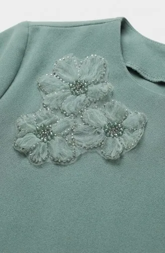 Ensemble Deux Pièces Tunique Et Pantalon Orné De Pierres 0230-05 Vert Clair 0230-05