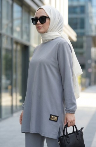 Ensemble Deux Pièces Tunique Et Pantalon Avec Emblème Référence 0231-01 Gris 0231-01