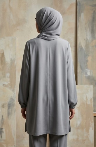 Ensemble Deux Pièces Tunique Et Pantalon Avec Emblème Référence 0231-01 Gris 0231-01