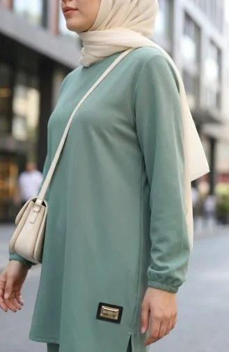 Arma Detaylı Tunik Pantolon İkili Takım 0231-03 Çağla Yeşili