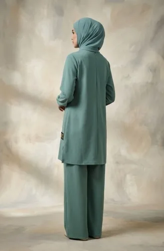 Arma Detaylı Tunik Pantolon İkili Takım 0231-03 Çağla Yeşili