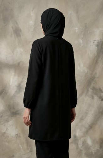 طقم مكون من قطعتين، سترة وبنطال، مزين بشعار، أسود، 0231-04 0231-04