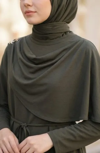 Ensemble Deux Pièces Tunique Drapée Et Pantalon à Détails étoilés 2209-01 Kaki 2209-01