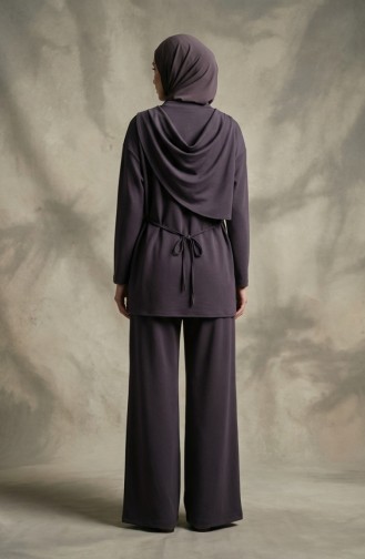 طقم مكون من قطعتين: تونيك وبنطال بتصميم منسدل مزين بتفاصيل النجوم، رقم الموديل 2209-03، اللون الرمادي 2209-03