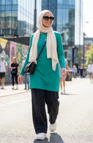 تونيك طويل من الفسكوز 5026-19 أخضر 5026-19