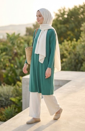 تونيك طويل من الفسكوز 5026-19 أخضر 5026-19