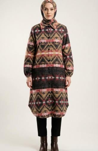 سترة شتوية منقوشة بأزرار على طراز الحطاب 2502-01 لون مرجاني بيج 2502-01