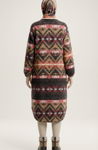 سترة شتوية منقوشة بأزرار على طراز الحطاب 2502-01 لون مرجاني بيج 2502-01