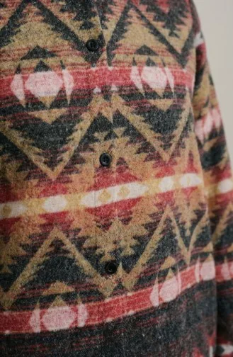 Tunique D`hiver De Bûcheron à Boutons Et Motifs 2502-01 Corail Écru 2502-01