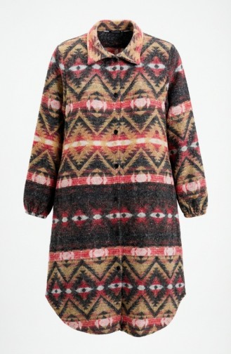 سترة شتوية منقوشة بأزرار على طراز الحطاب 2502-01 لون مرجاني بيج 2502-01