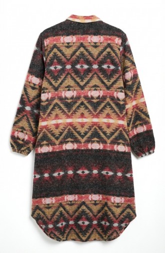 سترة شتوية منقوشة بأزرار على طراز الحطاب 2502-01 لون مرجاني بيج 2502-01