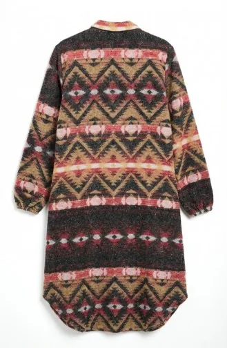 Tunique D`hiver De Bûcheron à Boutons Et Motifs 2502-01 Corail Écru 2502-01