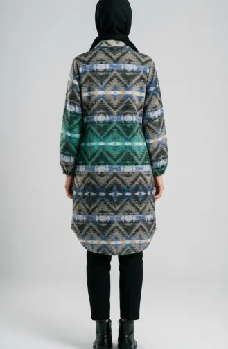 Gepatroonde Houthakkerswintertuniek Met Knopen 2502-02 Groen Blauw 2502-02