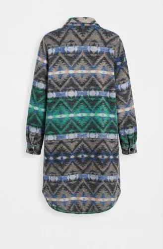 Gepatroonde Houthakkerswintertuniek Met Knopen 2502-02 Groen Blauw 2502-02