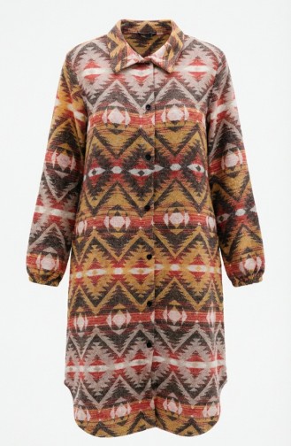 سترة شتوية منقوشة بأزرار على طراز الحطاب 2502-03 بني أحمر 2502-03