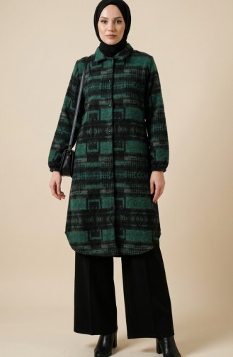 سترة شتوية منقوشة بأزرار على طراز الحطاب 2503-01 أخضر زمردي أسود 2503-01