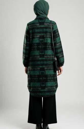 Gedecoreerde Wintertuniek Met Knopen In Houthakkersstijl 2503-01 Smaragdgroen Zwart 2503-01