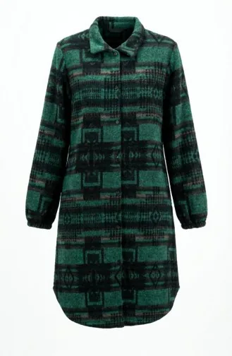 Gedecoreerde Wintertuniek Met Knopen In Houthakkersstijl 2503-01 Smaragdgroen Zwart 2503-01
