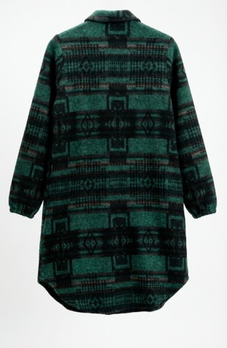 سترة شتوية منقوشة بأزرار على طراز الحطاب 2503-01 أخضر زمردي أسود 2503-01