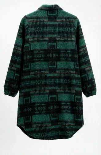 Gedecoreerde Wintertuniek Met Knopen In Houthakkersstijl 2503-01 Smaragdgroen Zwart 2503-01