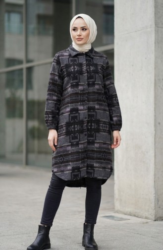 سترة شتوية منقوشة بأزرار على طراز الحطاب 2503-02 بني أنثراسيت 2503-02