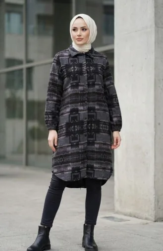 Tunique D`hiver De Bûcheron à Boutons à Motifs 2503-02 Brun Anthracite 2503-02