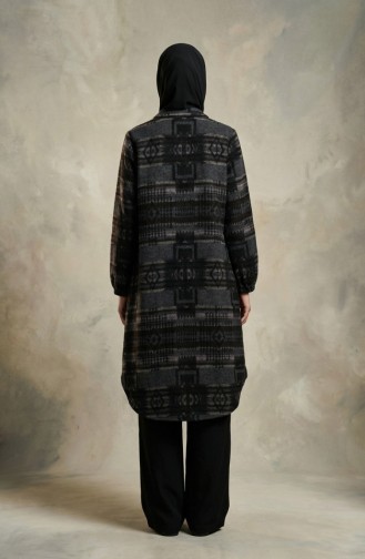 سترة شتوية منقوشة بأزرار على طراز الحطاب 2503-02 بني أنثراسيت 2503-02