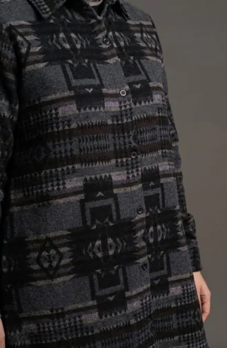 Tunique D`hiver De Bûcheron à Boutons à Motifs 2503-02 Brun Anthracite 2503-02