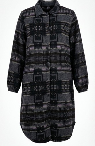 سترة شتوية منقوشة بأزرار على طراز الحطاب 2503-02 بني أنثراسيت 2503-02