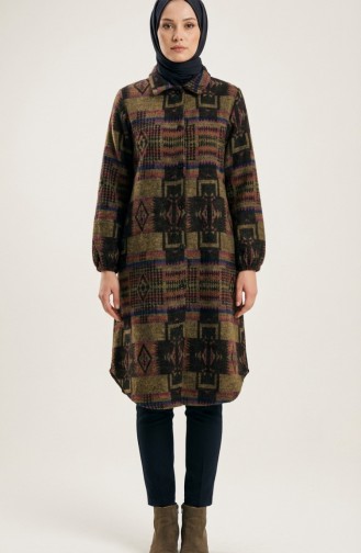 سترة شتوية منقوشة بأزرار على طراز الحطاب 2503-03 لون خردلي بنفسجي 2503-03