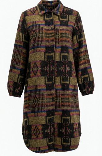 سترة شتوية منقوشة بأزرار على طراز الحطاب 2503-03 لون خردلي بنفسجي 2503-03