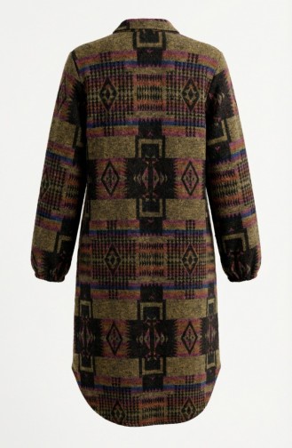 سترة شتوية منقوشة بأزرار على طراز الحطاب 2503-03 لون خردلي بنفسجي 2503-03