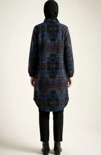 Tunique D`hiver De Bûcheron à Boutons à Motifs 2503-04 Bleu Marine/Bordeaux 2503-04