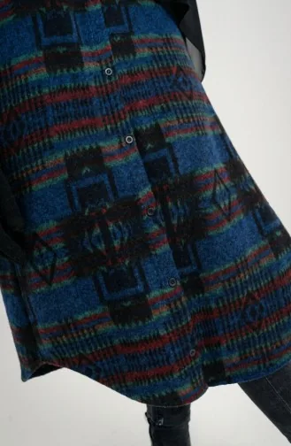 Tunique D`hiver De Bûcheron à Boutons à Motifs 2503-04 Bleu Marine/Bordeaux 2503-04