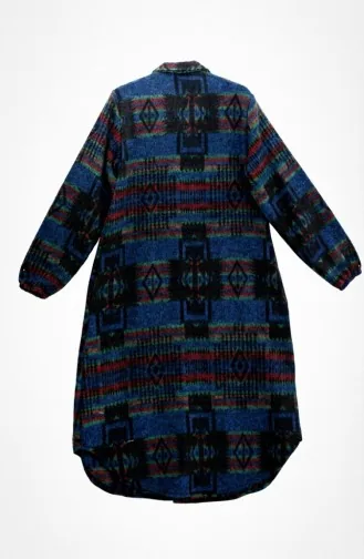 Tunique D`hiver De Bûcheron à Boutons à Motifs 2503-04 Bleu Marine/Bordeaux 2503-04