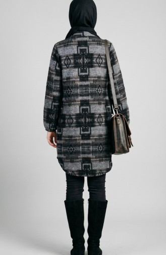 سترة شتوية منقوشة بأزرار على طراز الحطاب 2503-05 رمادي بني فاتح 2503-05