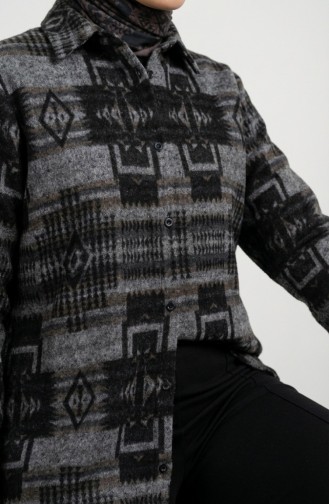 سترة شتوية منقوشة بأزرار على طراز الحطاب 2503-05 رمادي بني فاتح 2503-05